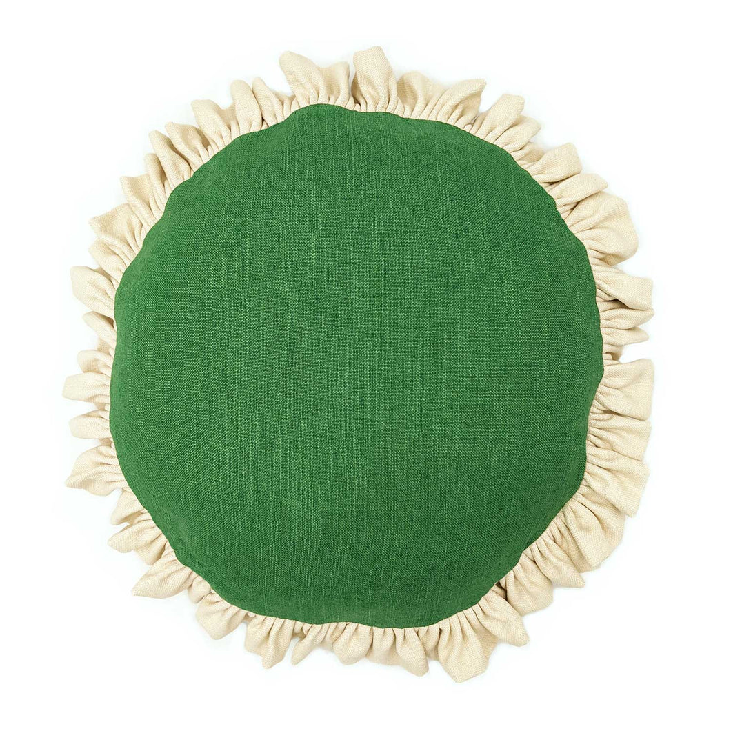 Round Single Ruffle Pine Green