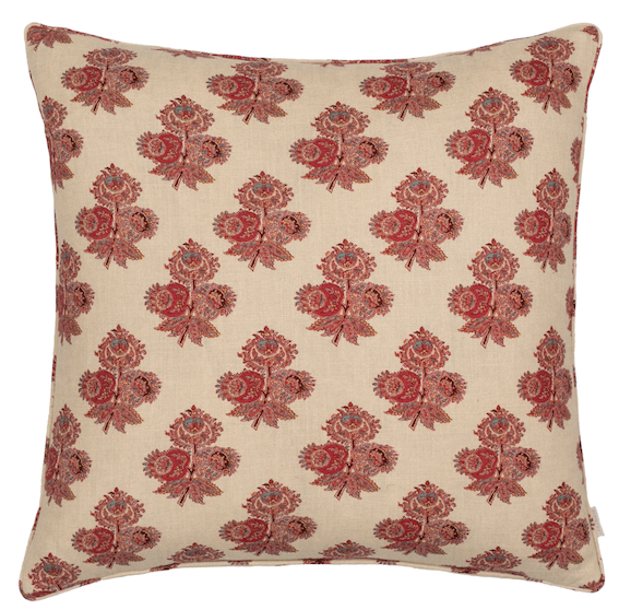 GP & J Baker Poppy Paisley Cushion. Red