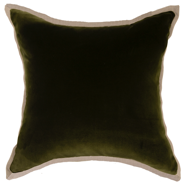 Baker House Velvet Cushion. Olive