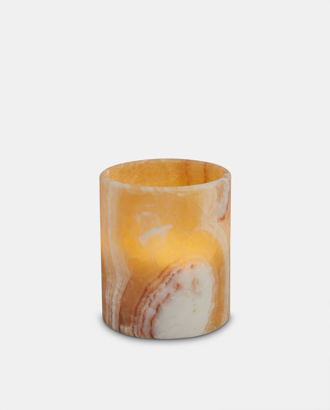 Natural Marble Candle Holder -  LED Candle 9 x 9 x 13cm