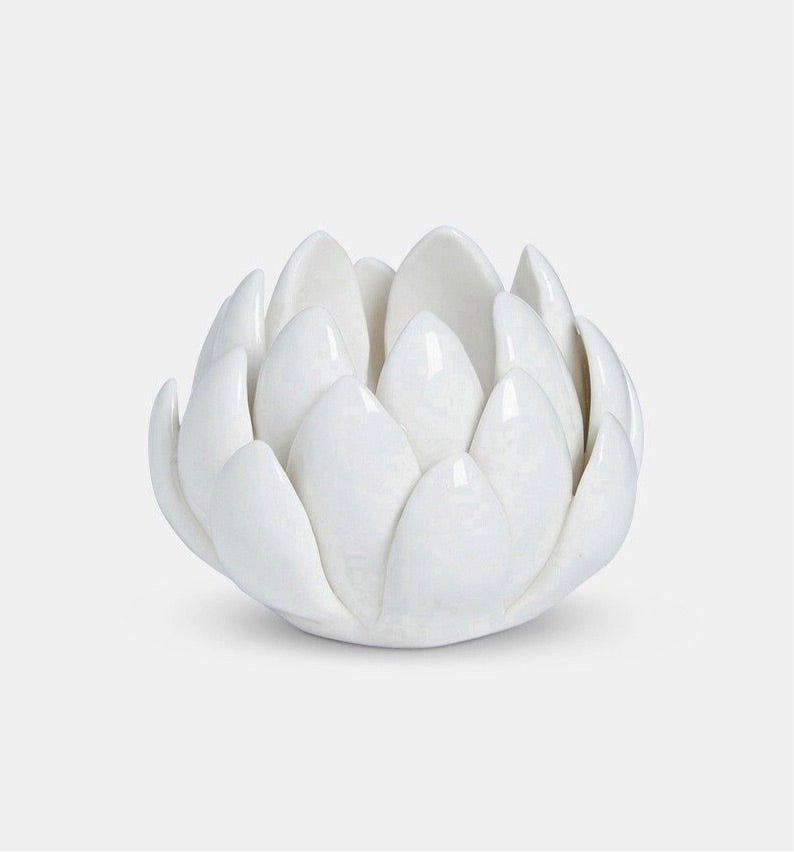 Floral White Ceramic Tea Light Holder