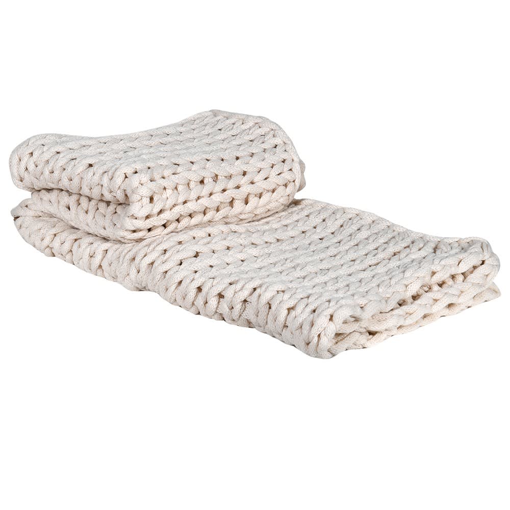 Cream Chunky Knit Blanket