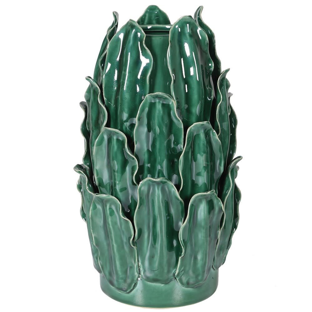 Green Leaf Form Ceramic Vase