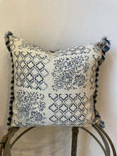 Load image into Gallery viewer, Parisian Blue &amp; Cream Patterned Cushion
