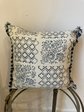 Load image into Gallery viewer, Parisian Blue &amp; Cream Patterned Cushion
