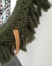 Load image into Gallery viewer, Boho Macrame Mirror Forest Green

