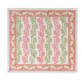 Set of 4 hand blocked Coral Napkins