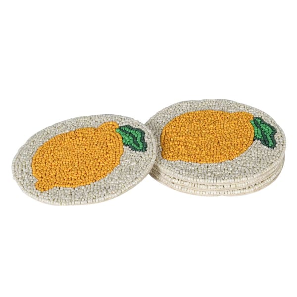 Lemon beaded coasters (set of 4)