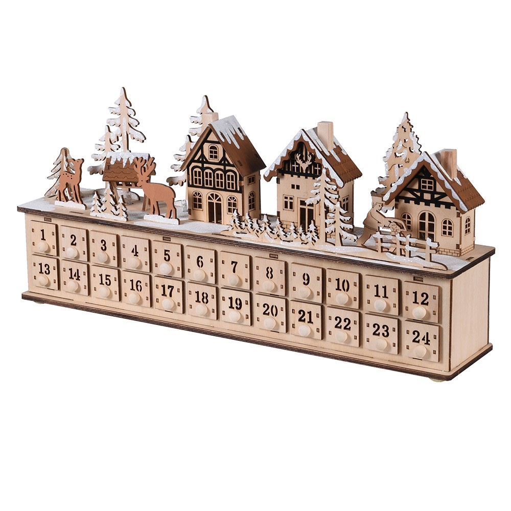 Wooden LED Advent Town Scene